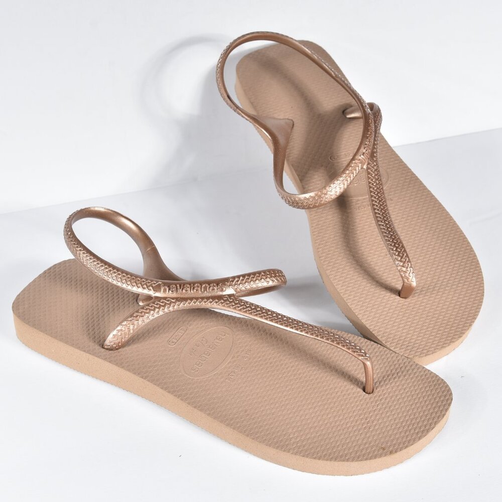 Havianas Flash Urban Sandals Rose Gold US Size 10.5-12 Brazilian 41/42